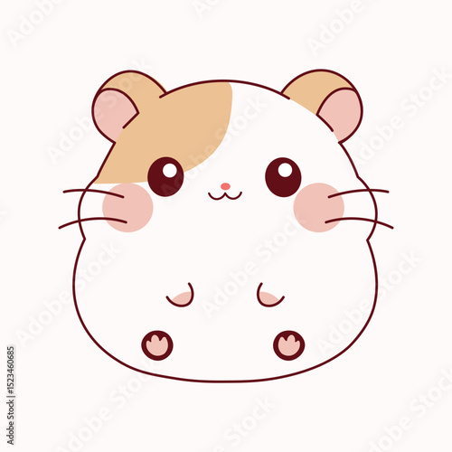 Cute pastel hamster illustration in kawaii cartoon style with chubby cheeks and soft colors