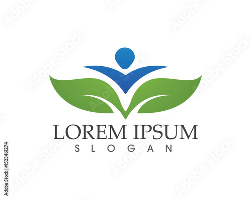 people leaf green nature health logo and symbols