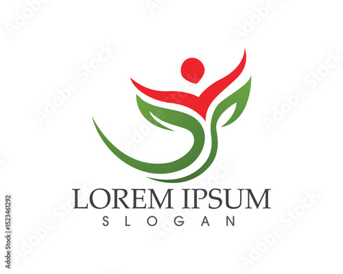 people leaf green nature health logo and symbols