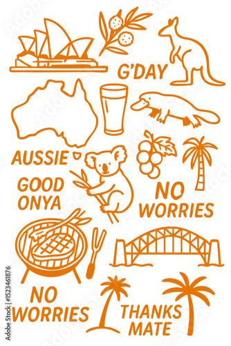 Popular Australian Menu for Restaurant Cafe on Board  Cuisine Icons Symbols Illustrated