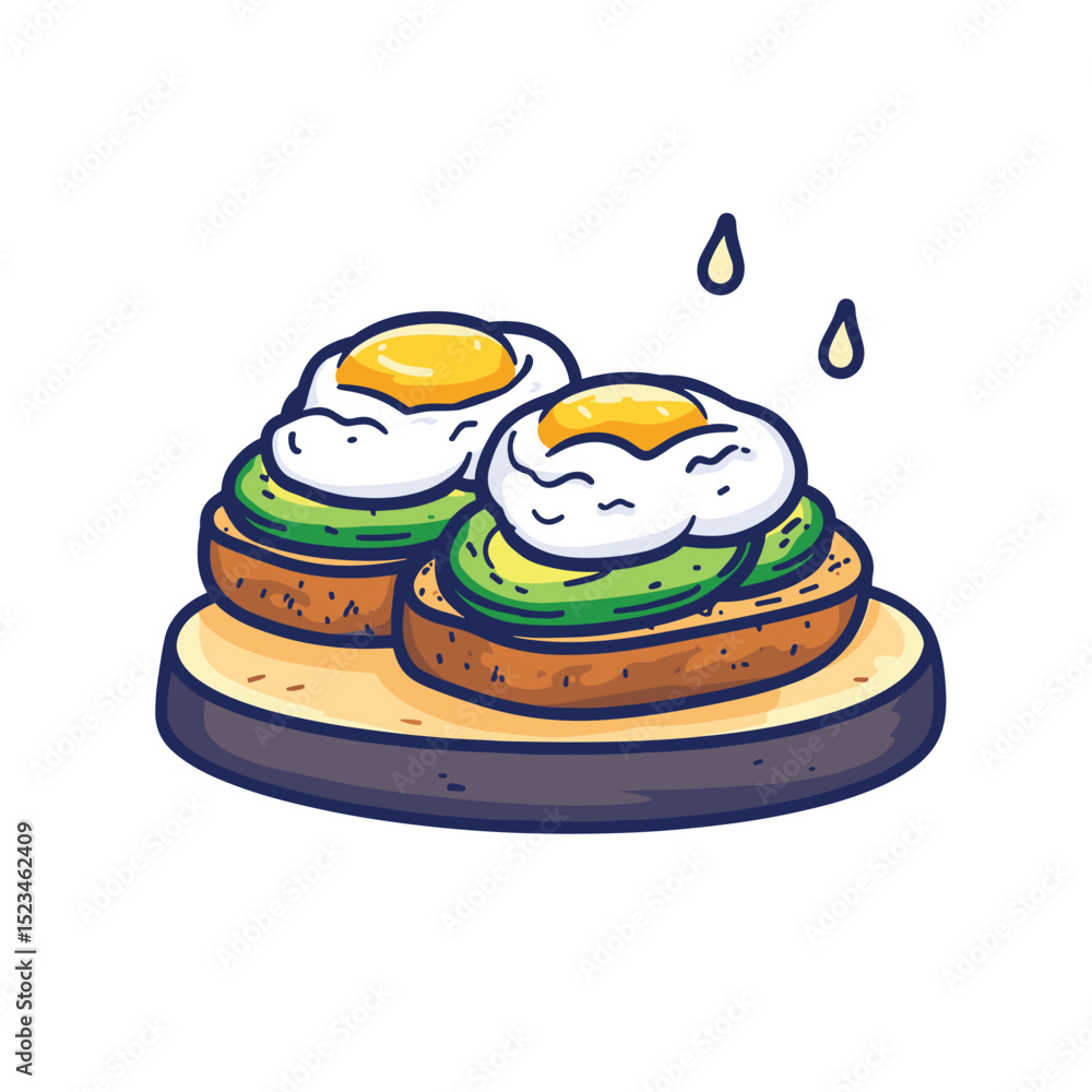 Avocado toast with eggs, healthy breakfast food Avocado toast with eggs, healthy breakfast food
