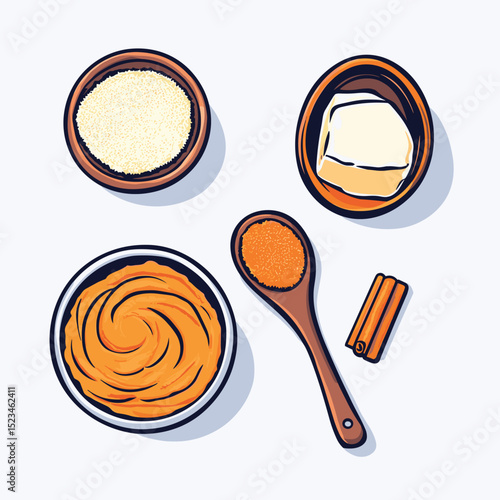 Baking ingredients arrangement top view kitchen
