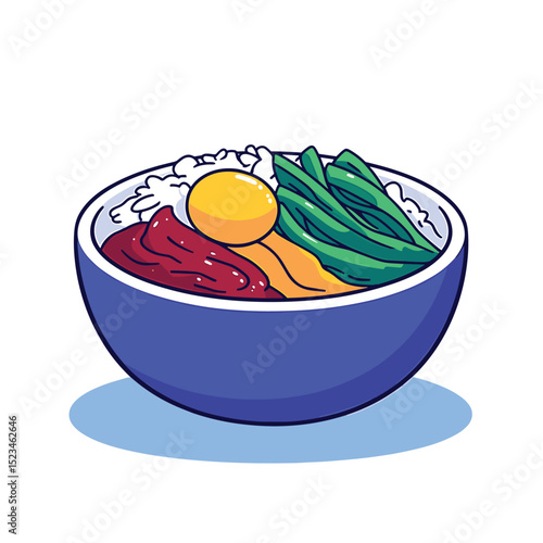 Bibimbap bowl with vegetables egg and rice
