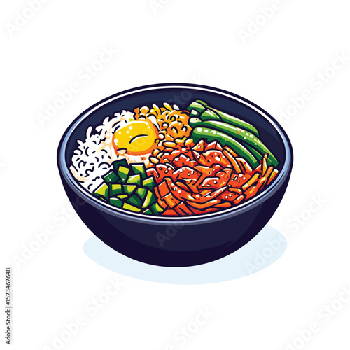 Bibimbap dish Korean food rice vegetables egg