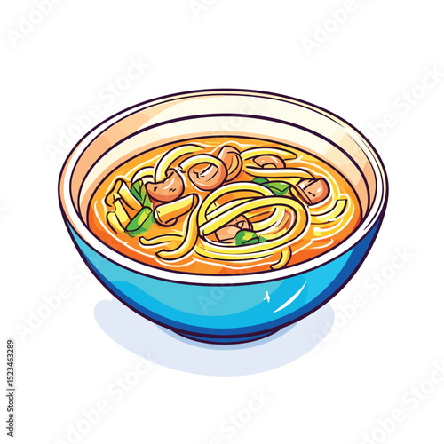 Bowl of noodles with vegetables and broth