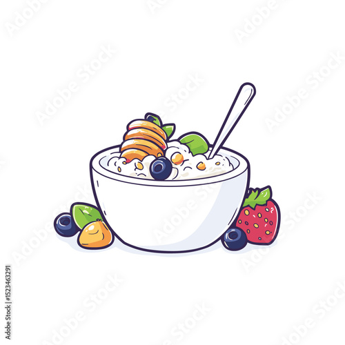Bowl of oatmeal with fruits healthy breakfast