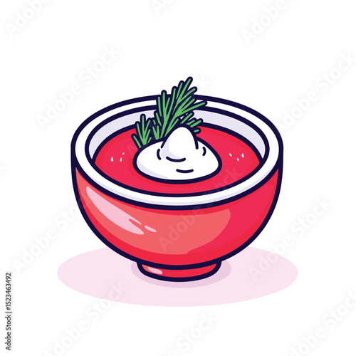 Bowl of soup with cream and dill
