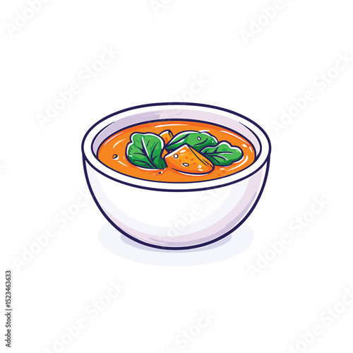 Bowl of soup with vegetables and greens