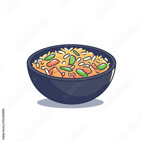 Bowl with stir fry dish isolated object
