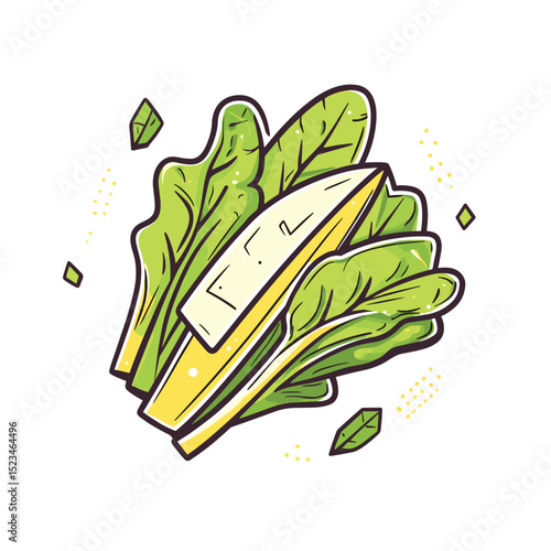 Chard bok choy and knife food art