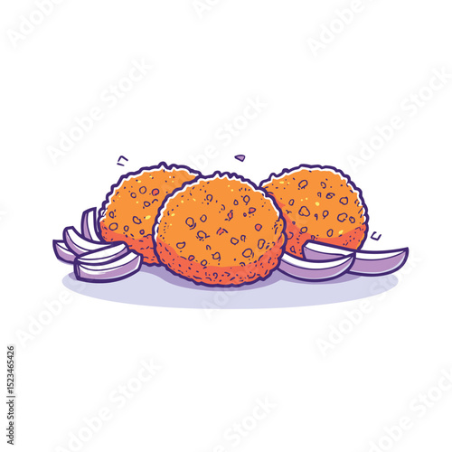 Delicious cutlets with onion wedges food art