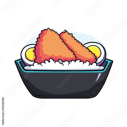 Delicious Japanese meal with rice and fried tempura