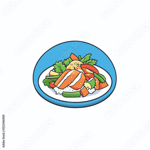 Fish rice vegetables meal dish recipe food