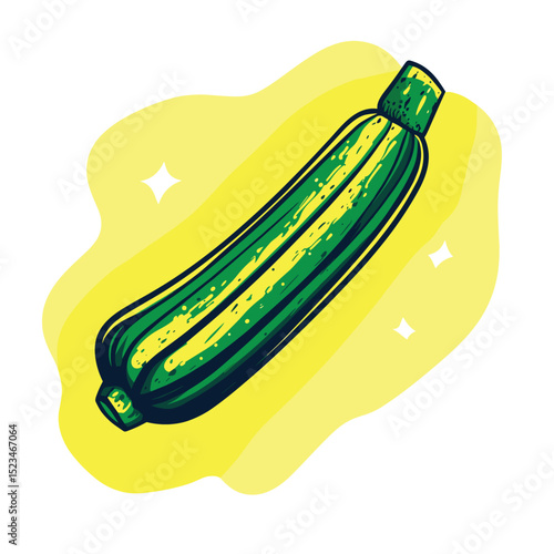 Fresh zucchini vegetable with yellow shining background