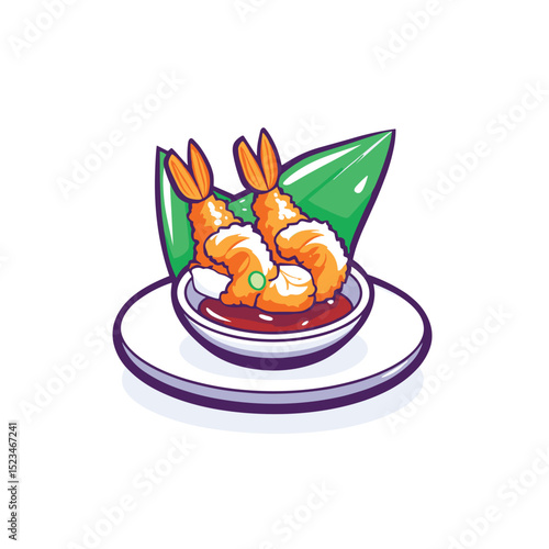 Fried shrimp tempura with sauce dish