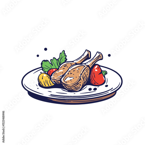 Lamb chops food plate gourmet meal dinner