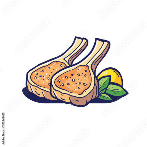 Lamb chops with herbs and lemon art
