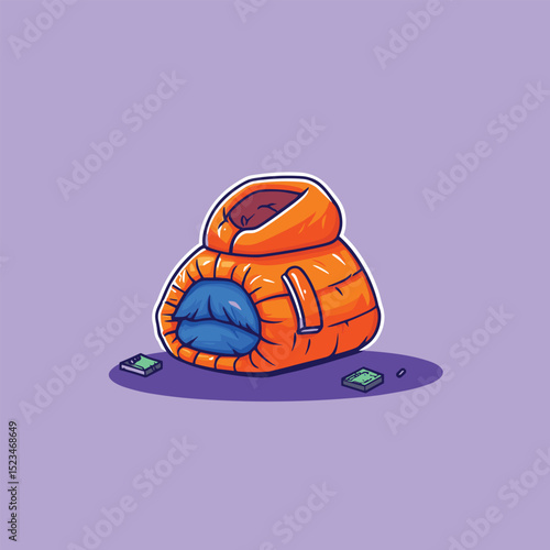 Loose orange jacket and scattered money concept