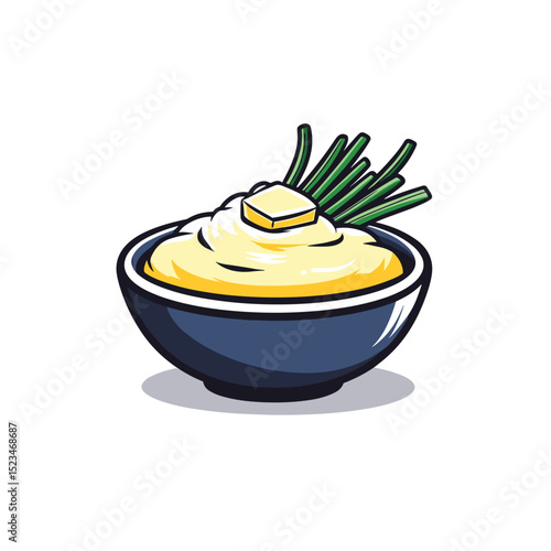 Mashed potato bowl with butter and chives