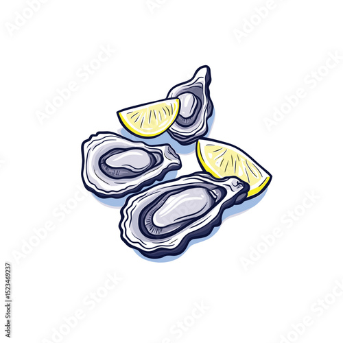 Oysters with lemon seafood cuisine delicacy food