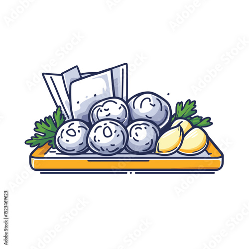 Plate of arancini rice balls and lemons