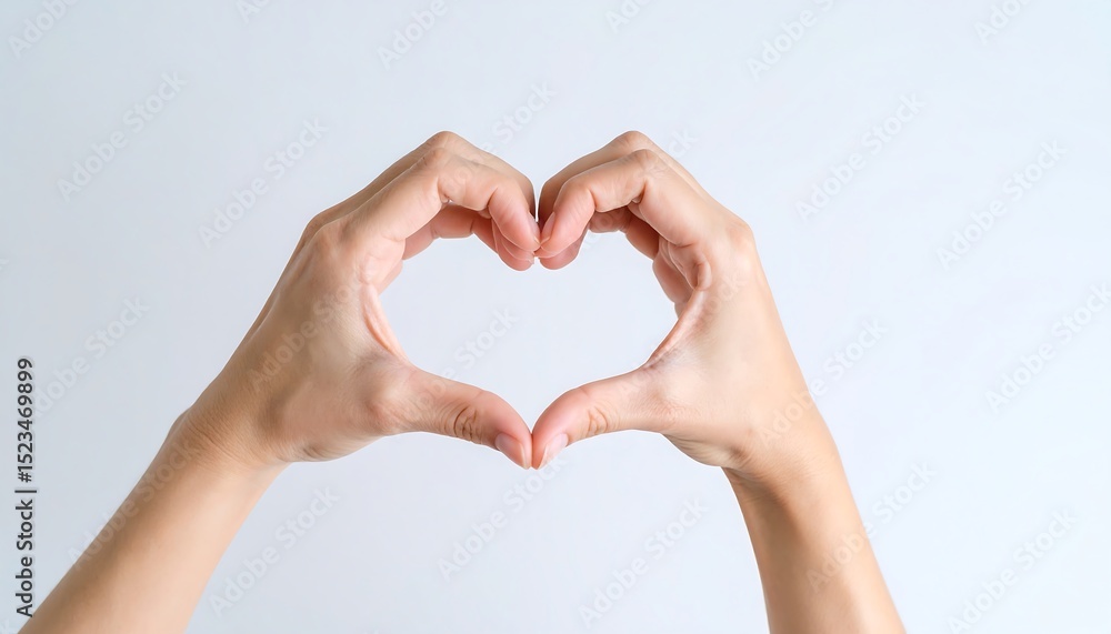 Obraz premium Two hands forming a heart shape symbolizing love, care, or health against a light background.