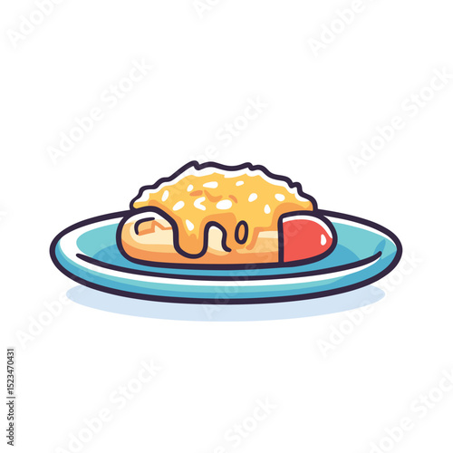 Rice omelette on plate food dish