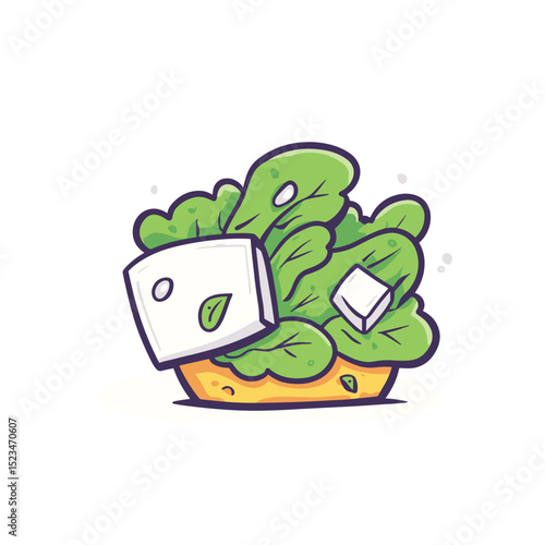 Salad with feta cheese and green vegetables