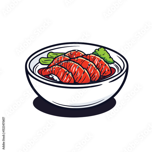 Salmon donburi bowl rice with wasabi meal