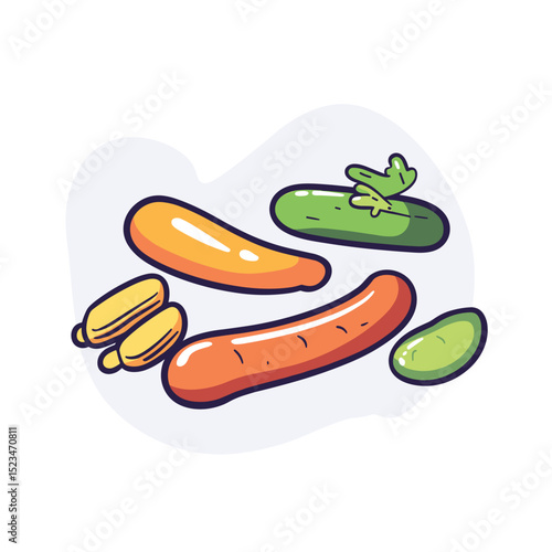 Sausage and pickled cucumber food set