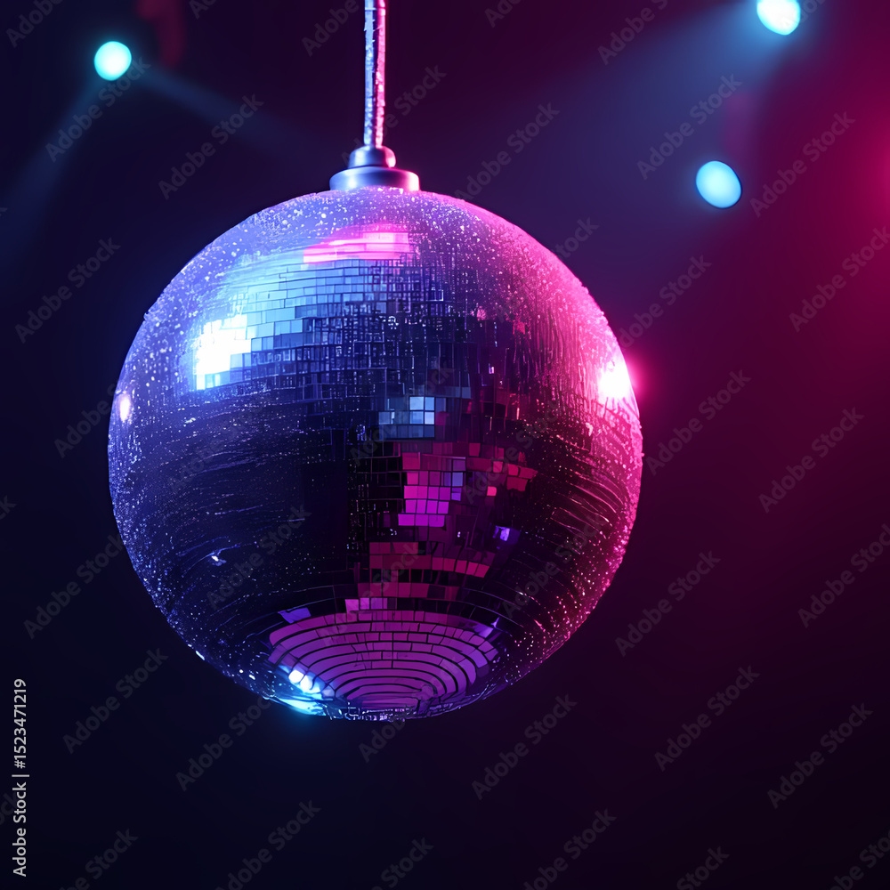 Fototapeta premium Close View of Disco Ball Lighting Up the Room