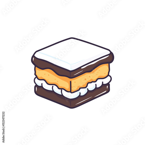 Smore dessert cartoon sandwich with chocolate and marshmallow