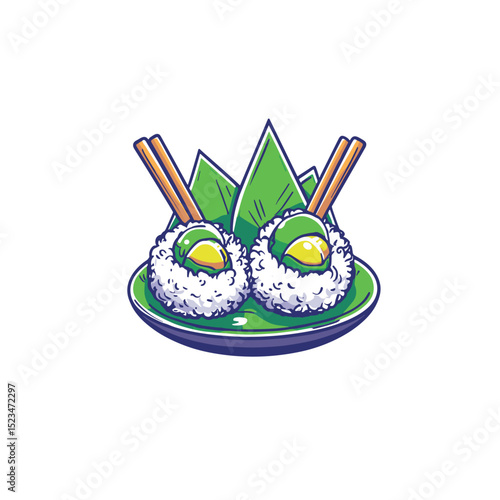 Sushi food dish with chopsticks restaurant meal