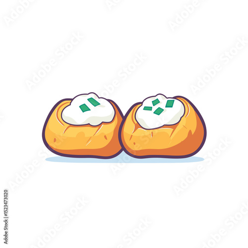 Two potato skins with sour cream and chives