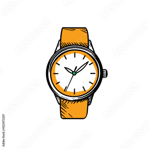 Wristwatch showing time on simple white face