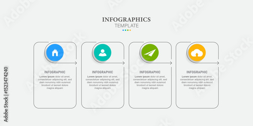 Business Infographic template. Thin line design with icons and 4 options or steps.