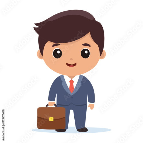 A smiling businessman in a suit carrying a briefcase. This illustration evokes the image of a professional and successful individual