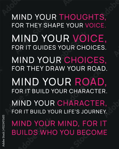 Mind Your Mind Poster, Inspirational CBT Art Print, Positive Thought Awareness, Cognitive Behavior Psychology Wall Decor, Mindfulness Therapy Office Sign
