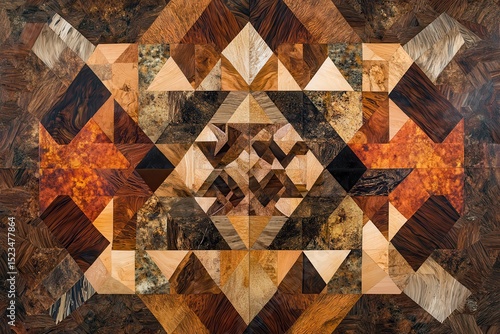 Wallpaper Mural Geometric Wood Marquetry Pattern Background with Triangles and Squares Torontodigital.ca