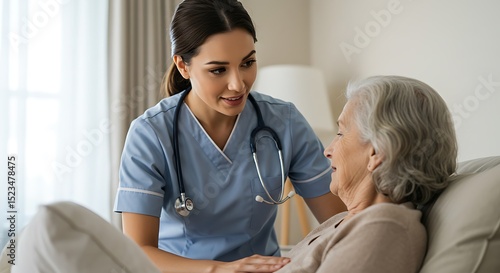 A nurse consults with an elderly patient.