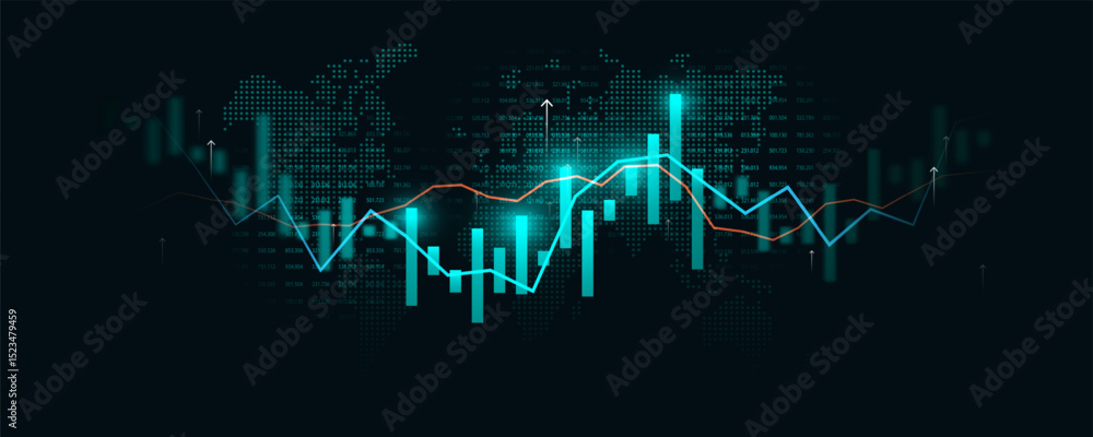 Obraz premium Technology background picture, graph, financial analysis, stock market, trading planning