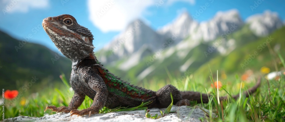 Obraz premium Lizard in alpine meadow
