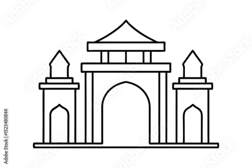 Simple line drawing of an asian style gate