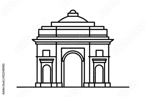 India gate new delhi line drawing architectural illustration