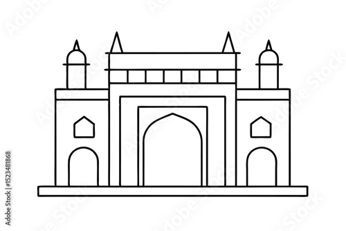 Gateway of india mumbai india line drawing illustration