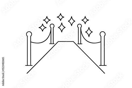 Red carpet entrance line drawing vip event access