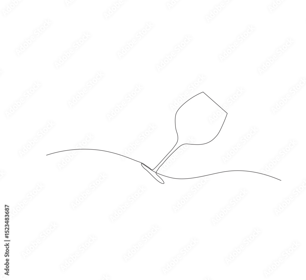 Obraz premium Continuous line drawing of a wine glass. Wine glass linear icon. White background. Vector illustration. Wine glass continuous line icon.