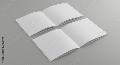 Blank square brochures laid out on a surface.