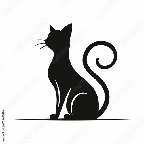 Wallpaper Mural Elegant Black Cat Silhouette Vector Illustration of a Sitting Feline Torontodigital.ca