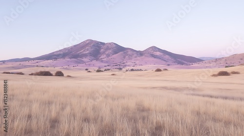 Pastel mountains over fields of gold